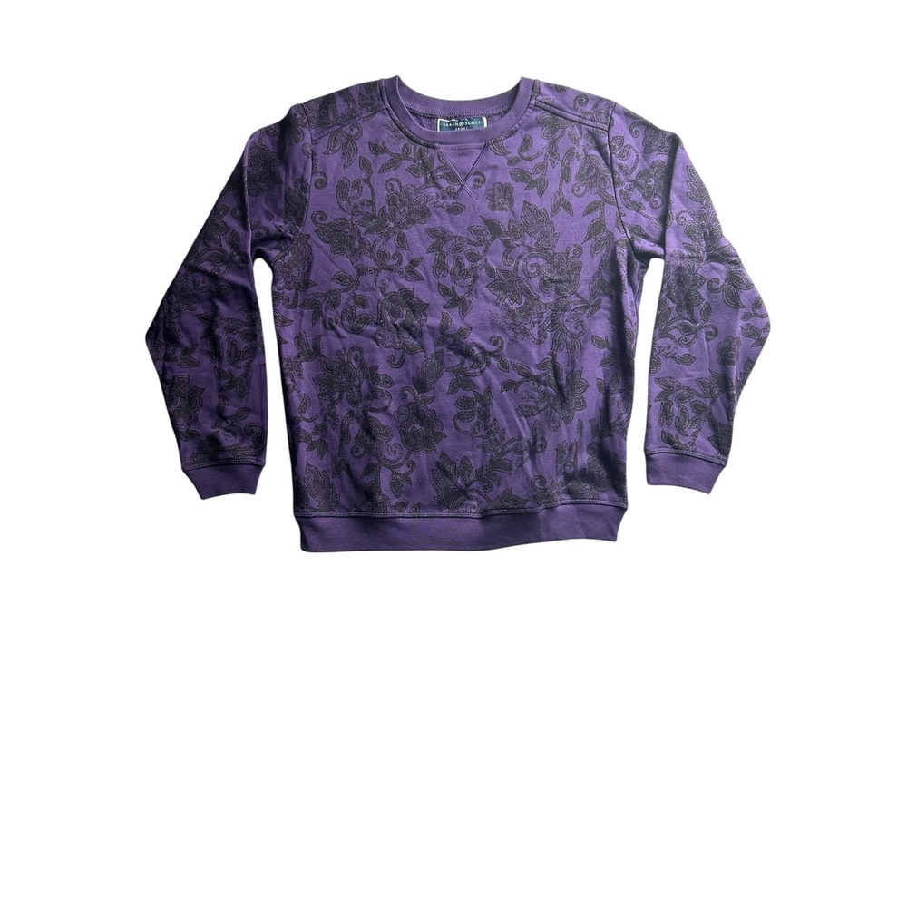 Karen Scott Sport Purple Floral Paisley Crewneck Sweatshirt Womens Small